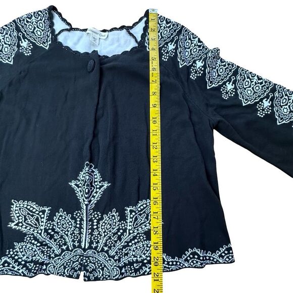 COLDWATER CREEK Black & White One Button Cardigan Cotton Blend Size Medium - Picture 10 of 13